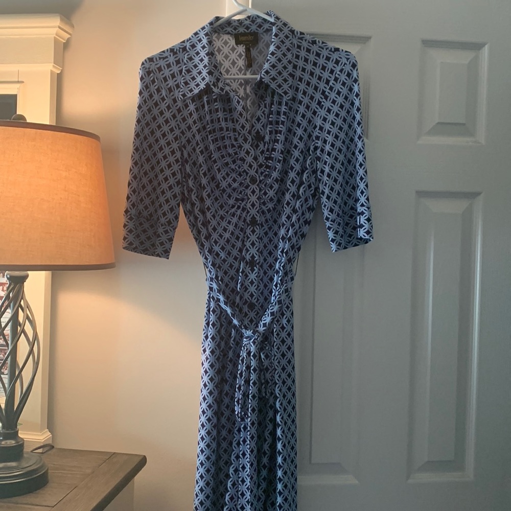 Navy blue and white dress